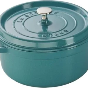 Staub Cast Iron 4-qt Round Cocotte - Turquoise, Made in France